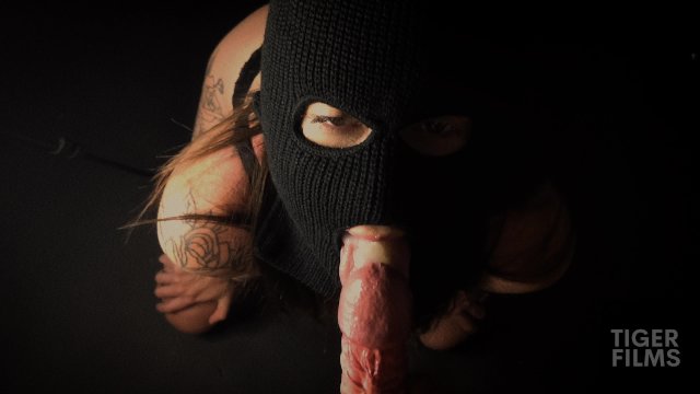Masked Blowjob Cumshot DRIPPING off tongue  Facial Hotwife