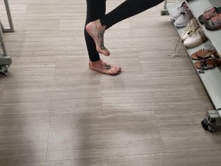 trying shoes, public, little feet, exclusive
