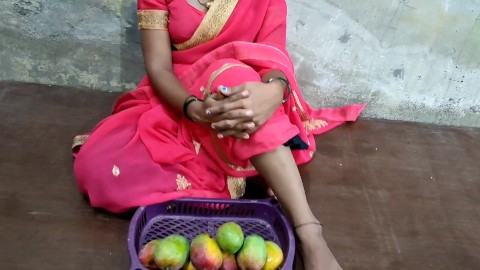 Indian poor girl selling a mango and hard fucking 