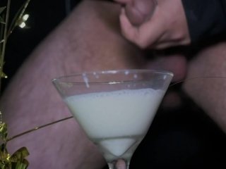 glass, sperm eating, cumshot, solo male