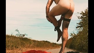 Strip on cycle path with fishnets on
