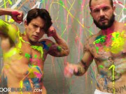 Preview 2 of Muscular Guys Splash Paint, Before Flip Fucking - NextDoorBuddies