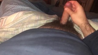 Jerking off my small hairy cock