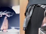 制服の男の娘が立ちバックでピストンマシーンに刺され連続射精 #女装女
