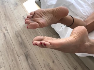I take Care of my Feet and you use a Whip on my Soles! do you like my Pedicure?