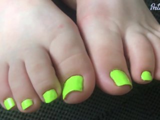 solo female, soles, neon toes, foot fetish