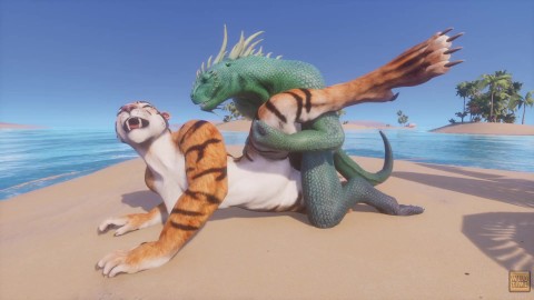 Wild Life / Scaly Furry Porn Dragon with Tiger Girl