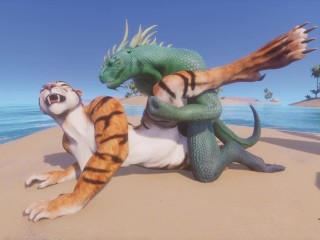 Wild Life / Scaly Furry Porn Dragon com Tiger Girl