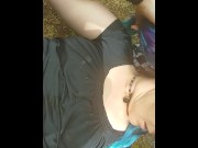 Preview 5 of Guy cums on Milf already covered in cum in public park