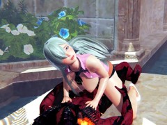 Elizabeth Liones and Demon fucks cowgirl position hentai 3d