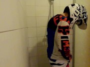 Preview 2 of 18 years Old boy take a shower in MX gear and jerk off