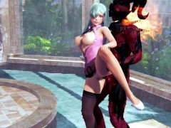 Princess Elizabeth and demon perky fuck in a public bath hentai 3d
