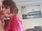 Preview 1 of Curly haired milf sucking and jerking my cock till I cum