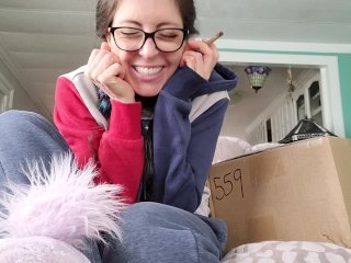 brunette, nerdy girl glasses, pee diaper, big ass