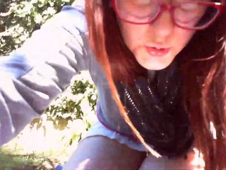 Sensational_pee in a public garden without panties under a_beautiful white skirt