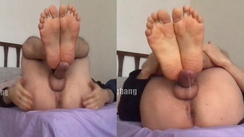 Self-footjob