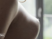 Preview 1 of A stunningly beautiful blonde at the window. Blowjob and cowgirl - Mia Fire