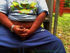 SsecnirpNailati outside in a TMNT shirt