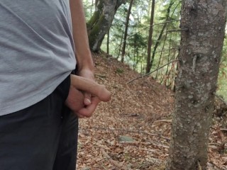 flashing my cock outside in the woods | risky outdoor