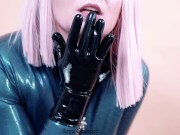 Preview 3 of Sexy MILF with big natural ass teasing in latex catsuit rubber fetish free porn video