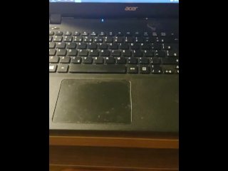 Super horny using my sex toy and playing with my nipples during online class