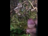 Jerk off in The woods, cuming one big load in slomotion