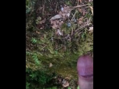 Jerk off in The woods, cuming one big load in slomotion
