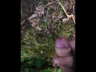 Jerk off in the Woods, Cuming one Big Load in Slomotion