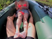 Preview 6 of Footjob on the lake in a boat - Xxximmy