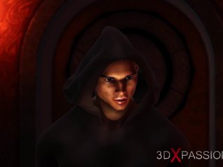 Ritual ceremony. A sexy young blonde gets fucked hard by a big man in a medieval castle