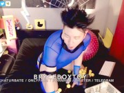 Preview 1 of BryceBoytoy slaps his slutty face on camshow, then pushes Nerf balls in/out his asian femboy pussy
