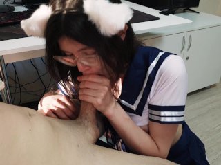 Cute Chan withCat Ears_in a Sexy Suit Was Eager to Satisfy Her Hunger_with Her Senpai's Sperm 4K