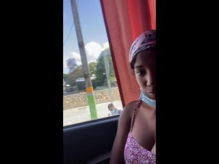 Nahomycruz- Hot Ebony Latina Masturbation in_Busy Bus PuntaCana - Onlyfans Exclusive