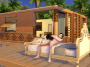 Preview 1 of Sherlock Holmes fucks Sasha Grey on the Sims 4 bed