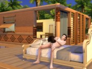 Preview 2 of Sherlock Holmes fucks Sasha Grey on the Sims 4 bed