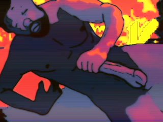 animated porn, jacking off, solo male moaning, big dick