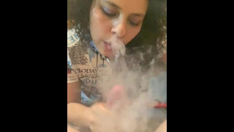 Xoco-Latina doing a Smoking Blowjob - Smoking Fetish Homemade PART I