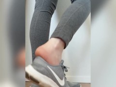 Taking off and playing with my sneakers with my sweaty