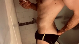 Soapy post-workout shower in speedos - Fit Dutch Guy