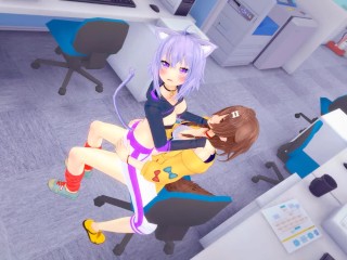 【INUGAMI KORONE】【FUTANARI 3D】【NEKOMATA OKAYU】【VTUBER】