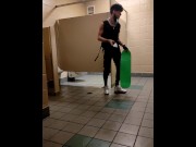 Preview 1 of college skater doesn't care who sees in school bathroom