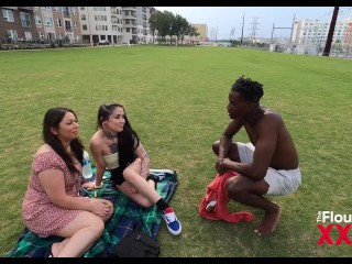 Latina Threesome Pickup Ebony Hunk - Stephanie Saint and Zaria Nova