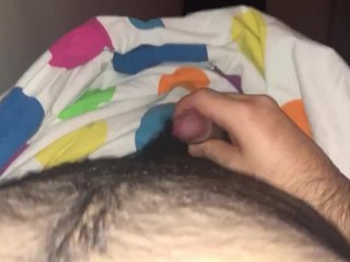 Jerking off my hairy dick and cumming