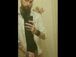 vertical video, huge cock, muscular, beard