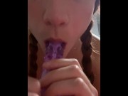 Preview 6 of EXTREMELY HORNY TEEN RECORDS DILDO FUCK AND BLOWJOB FOR HER BOYFRIEND