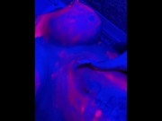 Preview 2 of babe in neon in paint plays with pussy