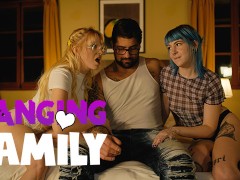Banging Family - 2 Alt Step-Sisters Share a Huge Cock
