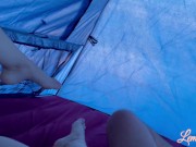 Preview 4 of Sucked and Fucked in Camping Tent with People Outside while in Greece - MissLemonMrPie