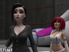 F.U.T.A. Sentai Squad | Big Tit Redhead's Futanari Cock Gushes with Cum During Creampie