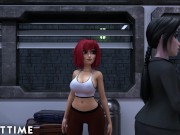 Preview 2 of F.U.T.A. Sentai Squad | Big Tit Redhead's Futanari Cock Gushes with Cum During Creampie